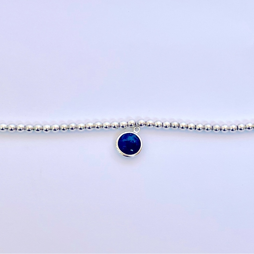 Tiffany & Co Sterling Silver Mini Bead Sugar Stacks Dot Charm Bracelet Azurite